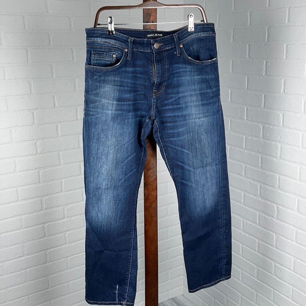 Mavi Jeans Women 33W‎ x 29L Blue Myles Straight Leg Mid Rise Cotton Stretch Flaw